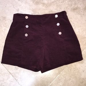 Burgundy Velvet Shorts